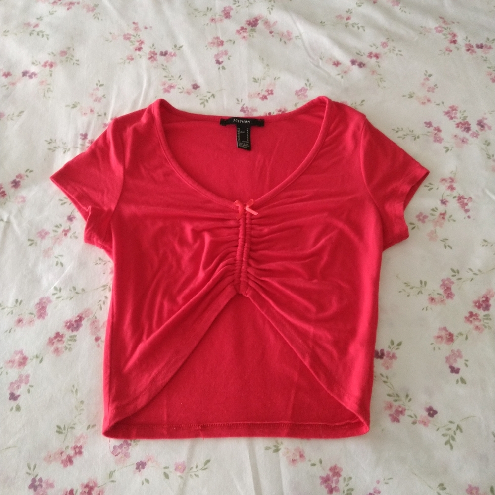 red coquette crop top